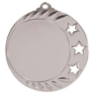 2 3/4" Bright Silver 3-Star 2" Insert Holder Medal