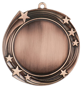 2 3/4" Antique Bronze Swirling Star 2" Insert Holder Medal
