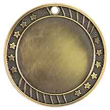 2 3/4" Antique Gold 12-Star 2" Insert Holder Medal