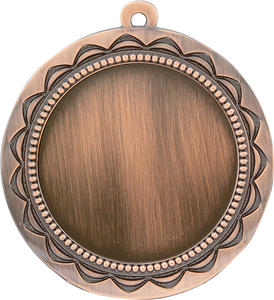 2 3/4" Antique Bronze Sun 2" Insert Holder Medal