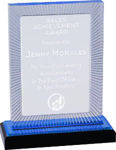 7 3/4" Blue Carved Rectangle Impress Acrylic