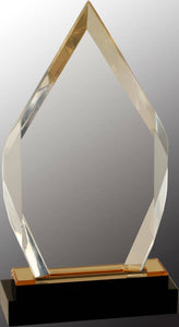 9" Gold Fusion Diamond Impress Acrylic with Black Glass Base
