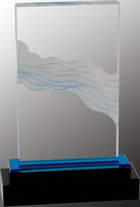 7" Blue Fusion Wave Impress Acrylic with Black Glass Base