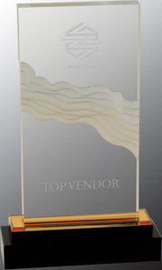 8" Gold Fusion Wave Impress Acrylic with Black Glass Base