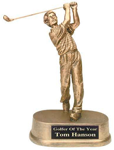 8 3/4" Antique Gold Male Golf Resin