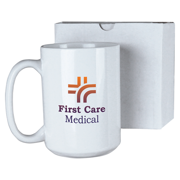 15 oz. White Sublimatable Ceramic Mug with White Box