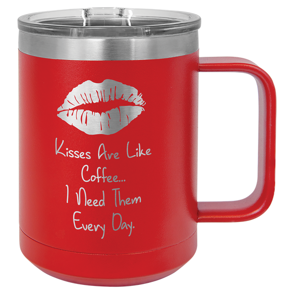 Polar Camel 15 oz. Red Vacuum Insulated Mug with Slider Lid
