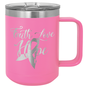 Polar Camel 15 oz. Pink Vacuum Insulated Mug with Slider Lid