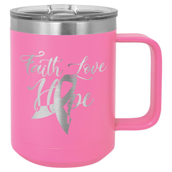 Polar Camel 15 oz. Pink Vacuum Insulated Mug with Slider Lid