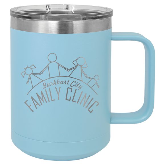Polar Camel 15 oz. Light Blue Vacuum Insulated Mug with Slider Lid