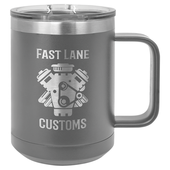 Polar Camel 15 oz. Dark Gray Vacuum Insulated Mug with Slider Lid