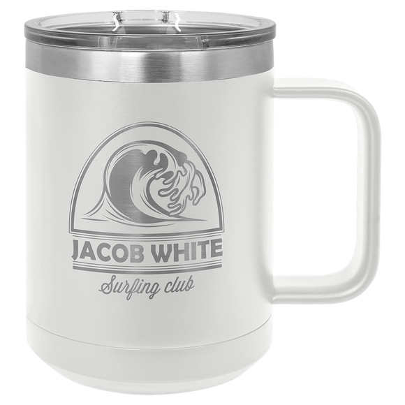 Polar Camel 15 oz. White Vacuum Insulated Mug with Slider Lid