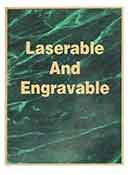 3" x 5" Green Marble/Gold Brass Plated Steel Plaque Plate
