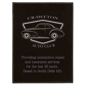 6" x 8" Black/Silver Leatherette Plaque Plate