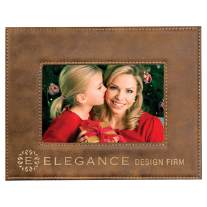 4" x 6" Rustic/Gold Laserable Leatherette Photo Frame