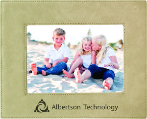 5" x 7" Light Brown Laserable Leatherette Photo Frame
