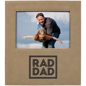 5" x 7" Light Brown Leatherette Photo Frame with 4 1/2" x 9 Engraving Area
