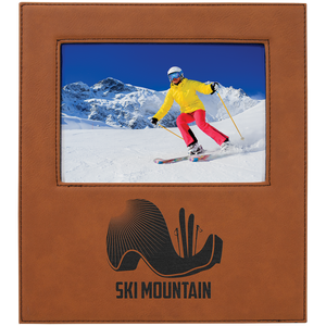 5" x 7" Rawhide Leatherette Photo Frame with 4 1/2" x 9 Engraving Area