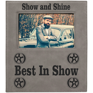 4" x 6" Gray Leatherette Photo Frame with 4" x 8" Engraving Area