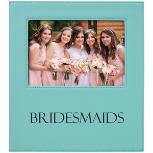 5" x 7" Teal Leatherette Photo Frame with 4 1/2" x 9 Engraving Area