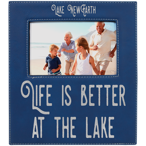 4" x 6" Blue/Silver Leatherette Photo Frame with 4" x 8" Engraving Area