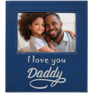 5" x 7" Blue/Silver Leatherette Photo Frame with 4 1/2" x 9 Engraving Area