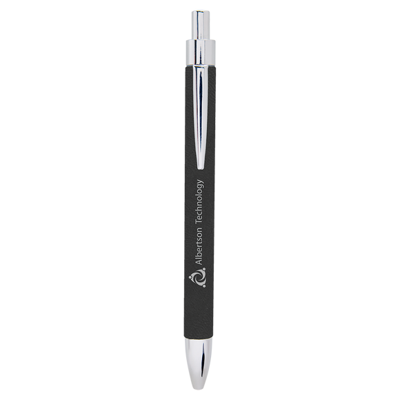 Black/Silver Laserable Leatherette Pen