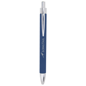 Blue/Silver Laserable Leatherette Pen