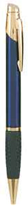 Gloss Blue Brass Ballpoint Pen with Gripper