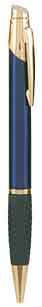 Gloss Blue Brass Ballpoint Pen with Gripper