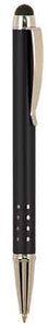 Black with Silver Trim Laserable Pen with Stylus