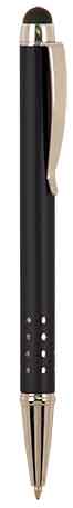Black with Silver Trim Laserable Pen with Stylus