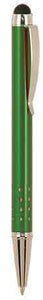 Green with Silver Trim Laserable Pen with Stylus