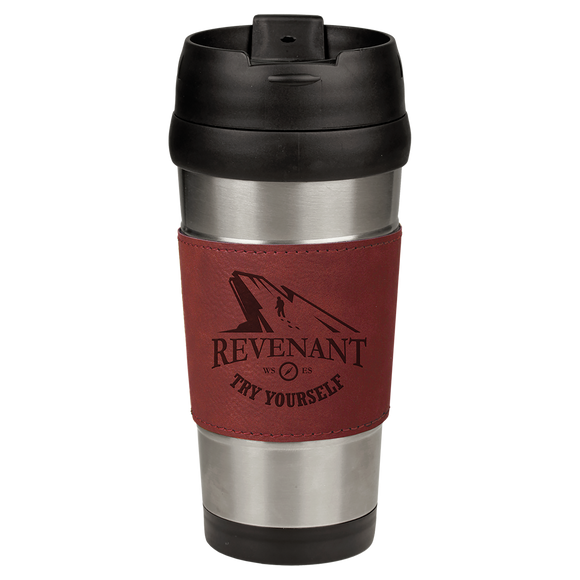 16 oz. Rose Laserable Leatherette Stainless Steel Travel Mug
