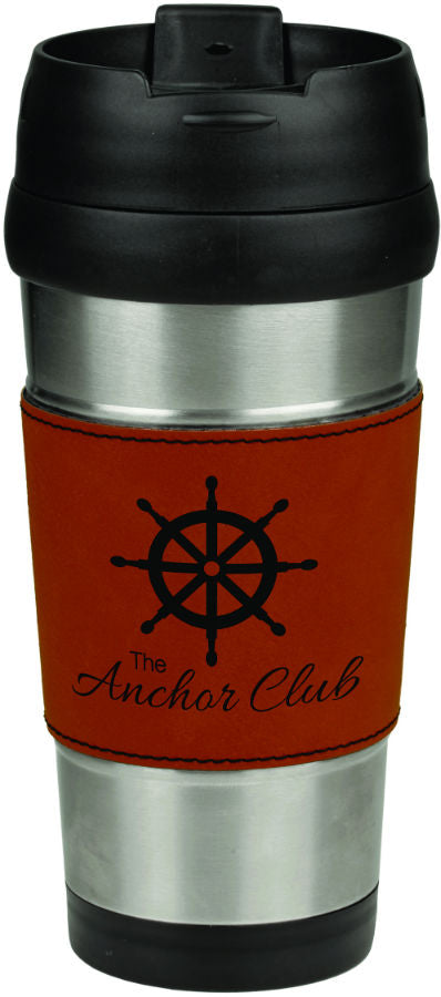 16 oz. Rawhide Laserable Leatherette Stainless Steel Travel Mug