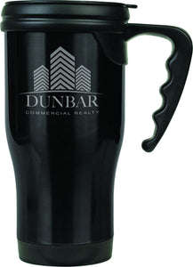 14 oz. Black Laserable Stainless Steel Travel Mug with Handle