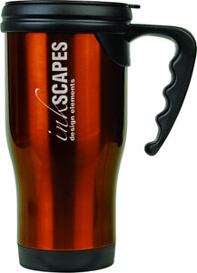 14 oz. Orange Laserable Stainless Steel Travel Mug with Handle