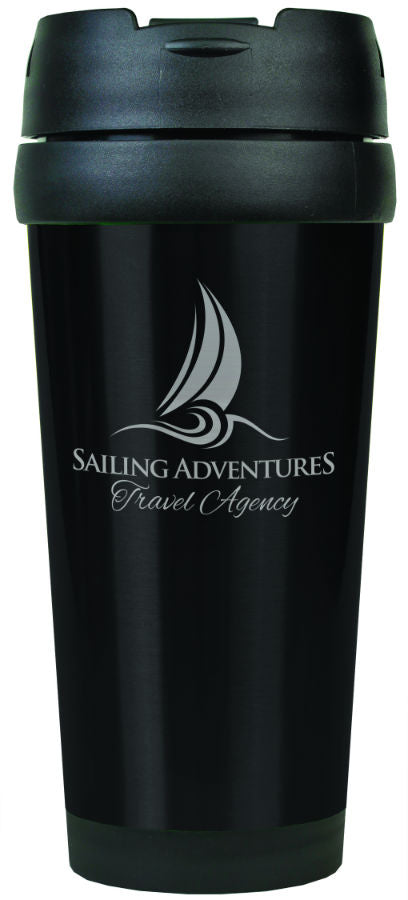 16 oz. Black Laserable Stainless Steel Travel Mug without Handle