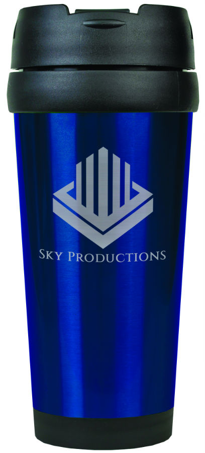 16 oz. Blue Laserable Stainless Steel Travel Mug without Handle