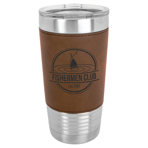 20 oz. Dark Brown Laserable Leatherette Polar Camel Tumbler with Clear Lid