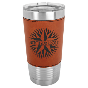 20 oz. Rawhide Laserable Leatherette Polar Camel Tumbler with Clear Lid