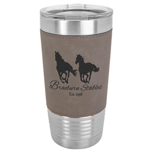 20 oz. Gray Laserable Leatherette Polar Camel Tumbler with Clear Lid