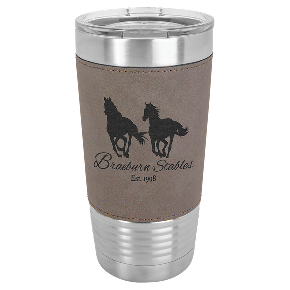 20 oz. Gray Laserable Leatherette Polar Camel Tumbler with Clear Lid