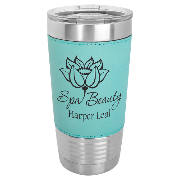 20 oz. Teal Laserable Leatherette Polar Camel Tumbler with Clear Lid
