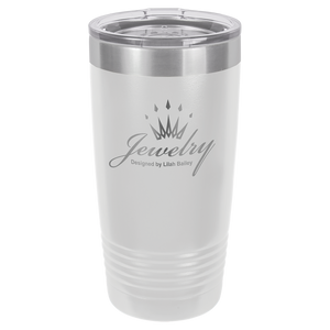 Polar Camel 20 oz. White Ringneck Vacuum Insulated Tumbler w/Clear Lid