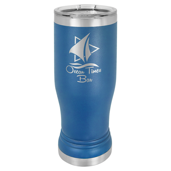 Royal Blue 14 oz. Polar Camel Pilsner w/Clear Lid