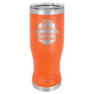 Orange 14 oz. Polar Camel Pilsner w/Clear Lid