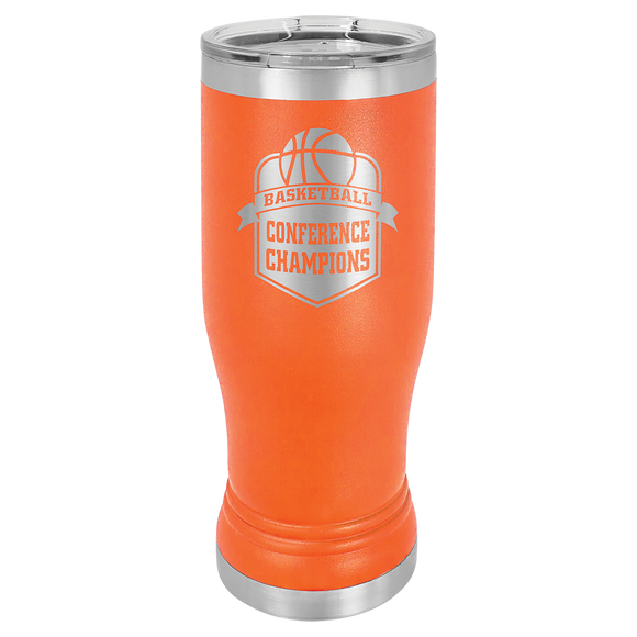 Orange 14 oz. Polar Camel Pilsner w/Clear Lid