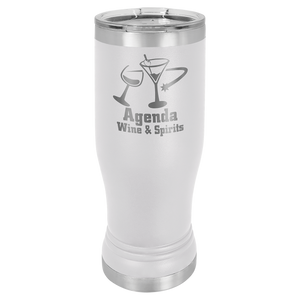 White 14 oz. Polar Camel Pilsner w/Clear Lid