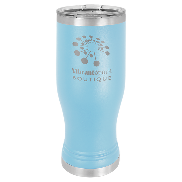 Light Blue 20 oz. Polar Camel Pilsner w/Clear Lid
